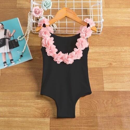 Baby Girls Swimsuit One Piece Backless Flower Ruffles Summer Swimming Bathing Suit For Toddler Kids Children Beach Swimwear 1-5Y