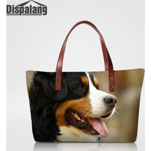 Dispalang Women Luxury Totes Bags Animal Dog Print Top-handle Bag Ladies Daily Use Handbags For Teenage Girls Woman Beach Bags
