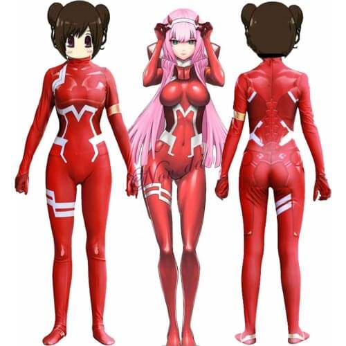 Zero Two Cosplay Suit Bodysuit Anime Darling in the Franxx 02 Klaxosaur Princess Sepandex Zentai Jumpsuit Halloween Costume
