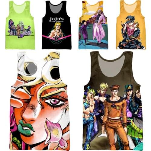HOXIXIB Japan Magazine 3D Color Print Anime JoJo Bizarre Adventure Vest Film Men Tank Tops Beach Holiday Sexy Bikini Women Shirt