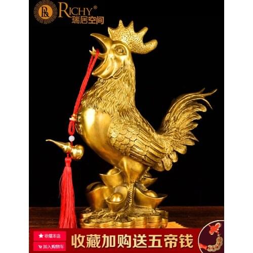 Copper Cock Ornament Pure Copper Home Decorative Crafts Modern Decor Home Accessories