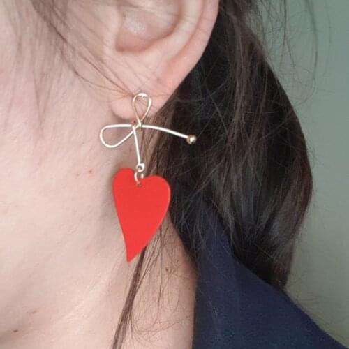 Fashion Gold Color Heart Geometric clip on Earring for Women Vintage Red Green Yellow Earring no hole Korean earrings Jewelry