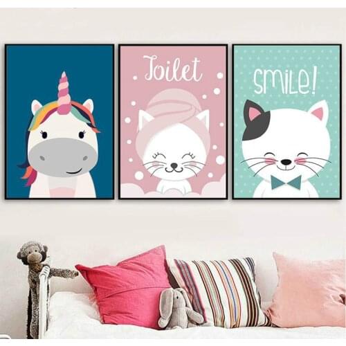 Cartoon Cat Unicorn Art Decorative Posters Living Room Childrens Bedroom Frameless Canvas Painting Wall Art Back To The Future