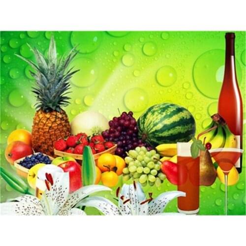 Fruit Still Life DIY 11CT Embroidery Cross Stitch Kits Needlework Craft Set Printed Canvas Cotton Thread Home Decoration Sale
