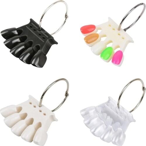 Crown Shape False Nail Tips Plastic Polish Swatch Natural Clear/White/Black Nail Art Palette Display Board Manicure Tool