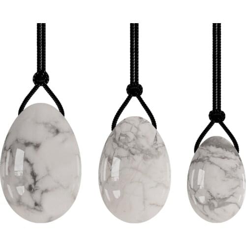 Natural White Howlite Yoni Egg Set Vaginal Tightening Natural Jade Yoni Eggs Kegel Exerciser Maternity Vaginal Massage Ball