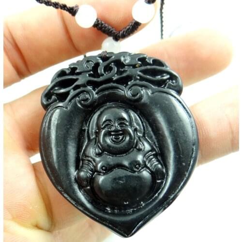Natural stone Quartz Crystal hand-carved statue of Happy Buddha amulet pendant for diy Jewelry Making necklace Accessories