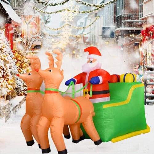 2021 New Christmas Inflatable Santa Claus with Double Deer Self Inflating Electric Blow Up Lighted Interior Indoor Outdoor Toys