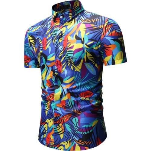 Summer New 2021 Mens Short Sleeve Flower Shirt Men Mens Casual Beach Hawaiian Shirt Casual Holiday Party Clothing M-3XL