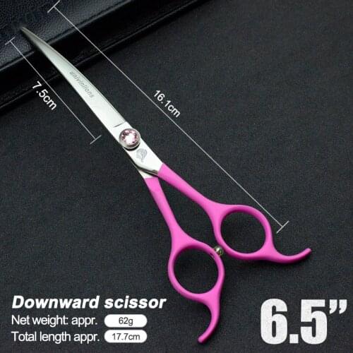 6.5" Stainless Steel Pet Dogs Gromming Scissors Down Curved Shears Sharp Edge Animals Cat Hair Cutting Barber Cutting Tools