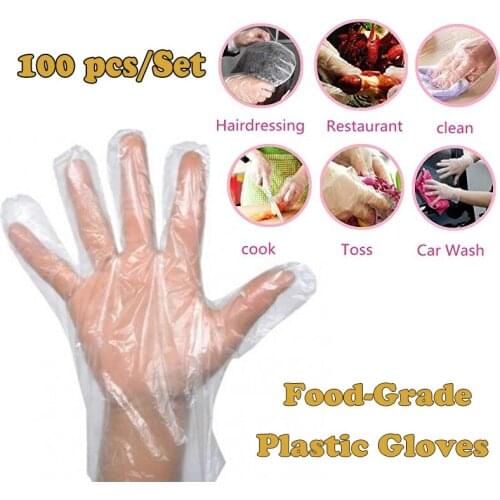 100pcs/lot Food Plastic Gloves Disposable Gloves For Restaurant Kitchen BBQ Eco-friendly Food Grade Gloves Fruit Vegetable Glove