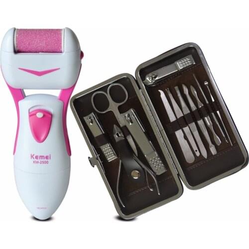 Portable Battery Operated Waterproof Electric Smoothing Grinding Remover +12 in 1 Sets Nail Clippers Pedicure Knife Beauty Tools