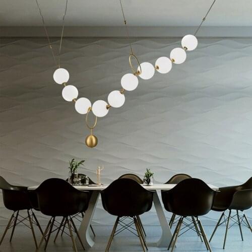 Postmodern Necklace chandelier lighting Creative Design Glass Ball Restaurant Bedroom Hall Led Lights Suspension Light Fixtures