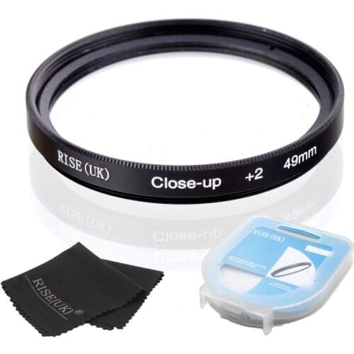 HOT SALE RISE(UK) 49mm Close-Up +2 Macro Lens Filter for Nikon Canon SLR DSLR Camera + filter case + gift
