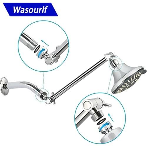 WASOURLF Brass Adjustable Shower Arm Chrome Plated Extend Length Accessory Part Strong Wall Mounted Fixed Pipe Brass Bath Part