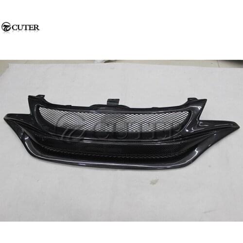 For Honda fit Racing grills Carbon Fiber Front bumper Grille body kit 13-18