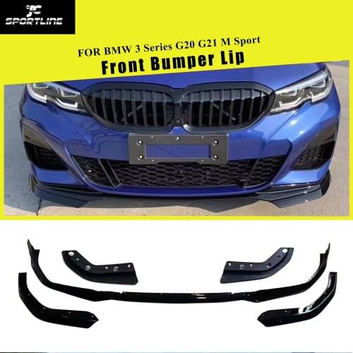 Front Bumper Lip Splitters Spoiler For BMW 3 Series G20 G21 2019 2020 PP Glossy Black Painted 5PCS/Set