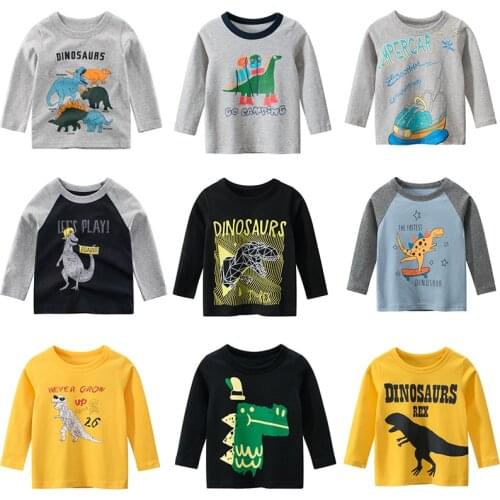 2020 New Autumn and Winter Kids dinosaur long sleeve t shirt 2-8 Years Boys fun tops 100% cotton baby tshirt children clothing