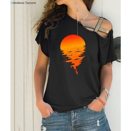 Summer T-Shirt Plus Size S-5XL New Sun Printed TShirt Women Shirts Cotton Casual Short Sleeve Tees Pink Tops Women TShirt