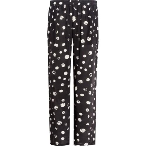 Real Silk Full-Length Pant 100% Mulberry Silk Women Summer Dot Loose Pants M L XL Free Shipping