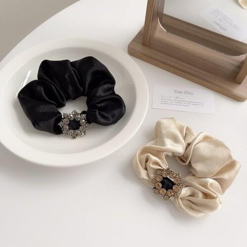 Women Fashion Crystal Hair Ties Female Korean Modal Rhinestone Bow Hair Rope