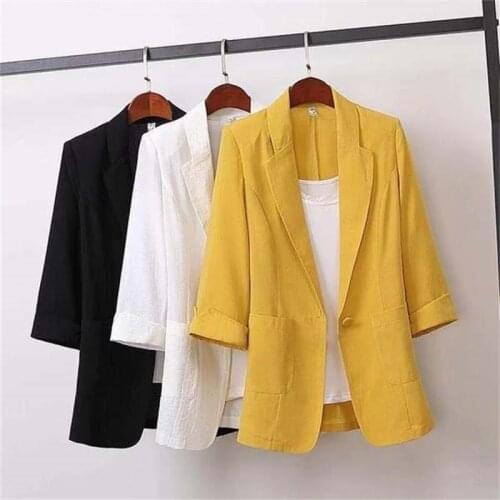 New Lady Fashion Blazer Summer Thin Lapel Solid Color Slim-Fit Coat Long Sleeve Women Jacket Blazer Jackets Office Work Suit