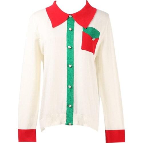 Runway Jacket Cardigan Female 2018 New Casual Lapel Single Breasted Pocket Autumn Women Sweater Knitted Retro Jumper Top