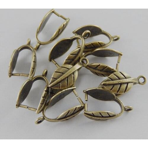 12pcs Antiqued Bronze Tone Brass Vivid Leaf Clasps End Pendant Charms Findings Handmade Jewelry Accessory 37468