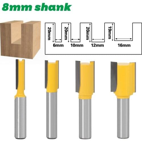 1PC 8MM Shank Milling Cutter Wood Carving Straight/Dado Router Bit - 3/8"W x20"H Wood Tungsten Carbide Router Bit Woodwork Tool