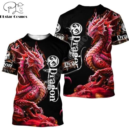 2021 Summer Hipster Men t-shirt Beautiful Red Dragon Tattoo 3D Printed Harajuku Short sleeve T shirts Unisex Casual tops TX0160