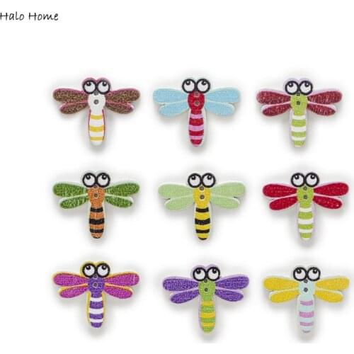 30pcs Dragonfly Wood Buttons for Sewing Scrapbooking Clothing Headwear Handmade Crafts Home Decor Accessories DIY 25x20mm