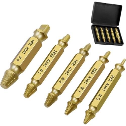 5Pcs Damaged Screw Extractor Drill Bit Double Side Drill Out Broken Screw Bolt Remover Extractor Tools Set Easily Take Out