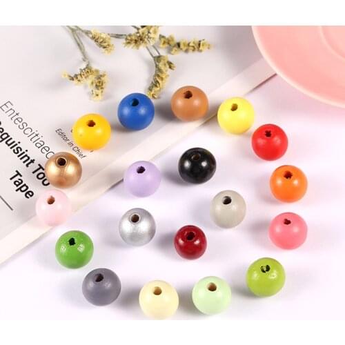 50Pcs DIY Colored Wooden Round Beads 16mm Handmade Custom Decorations Fashion Crafts Childrens Jewelry Baby Toys Accessories