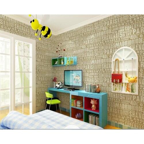Beibehang papier peint mural 3d Plain simple non-woven living room TV background waterproof alphabet childrens room wallpaper