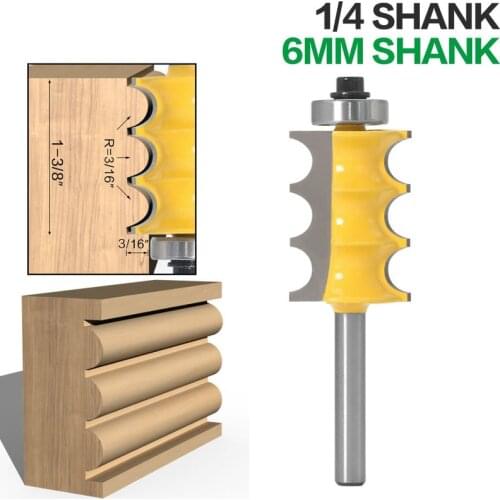 1PC 1/4"shank 6mm shank High Quality Triple Bead Column Molding Router Bit Tenon Cutter Woodworking Milling Cutters