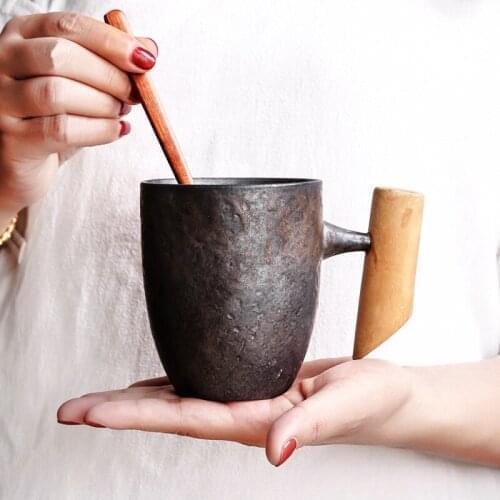 Japan Style Retro Ceramic Mugs Chic Vintage Handmade Coarse Pottery Rust Glaze Mug Milk Tea Cup Beer Whiskey Coffee Mugs