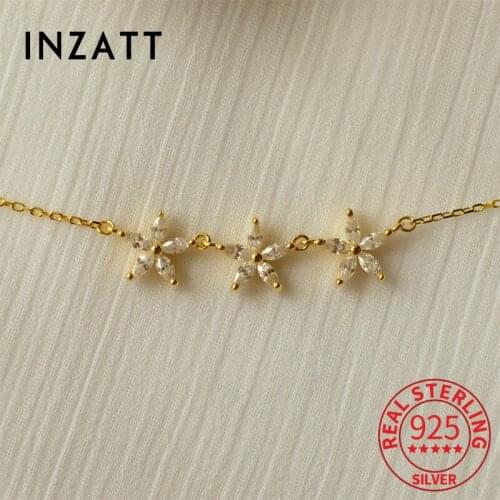 INZATT Real 925 Sterling Silver Zircon Star Choker Necklace For Fashion Women Cute Fine Jewelry Accessories Drop Shipping