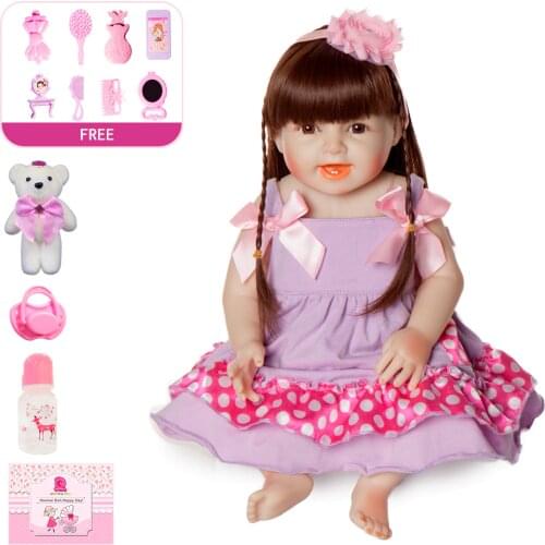 18"48CM Soft Silicone Reborn Baby Dolls Bebe Reborn Smooth Vinyl Body Reborn Doll Toys for Children Full Body Hair Toy Doll