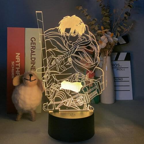 Levi·Ackerman Figures Acrylic 3d Light Anime Attack on Titan LED Night Lamp for Children Bedroom Color Change Table Lamp Manga