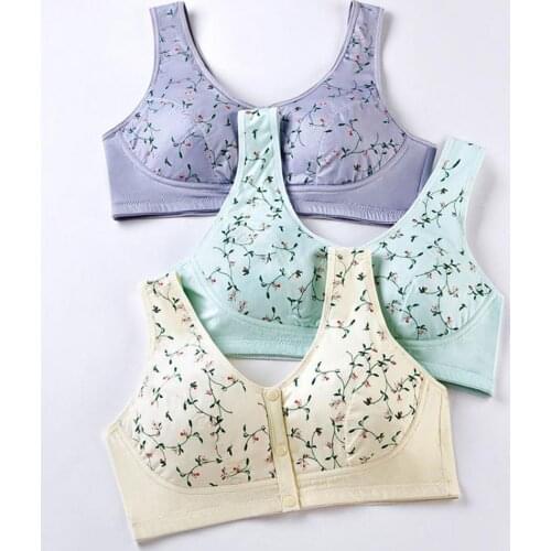 Fashion Front Button Underwear Womens Comfortable Cotton Brasieres Vest-type Middle-aged Bras Large Size Bralette Tops