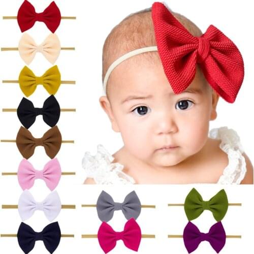 2021 New Fashion Newborn Toddler Kid Baby Girls Pure color bow hair accessories headband Baby holiday party decoration headband