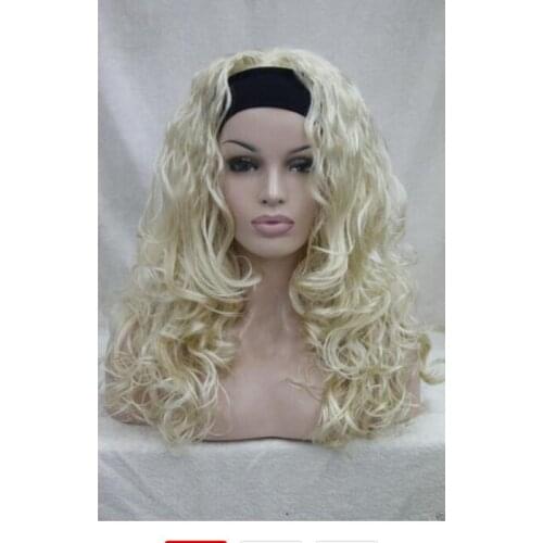 Wig New 3/4 wig with headband blonde curly wavy long synthetic womens half wigs