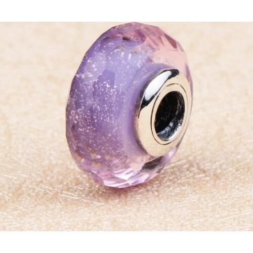 SALE Fine jewelry Authentic 925 Sterling Silver Charm Glass bead Bead bracelet necklace diy 6 color Fit Original Christmas Gift