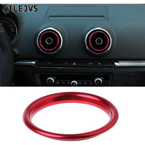 QILEJVS Car Air Outlet Decoration Trim Ring Sticker For AUDI A3 S3 2013-2016/Q2 Red