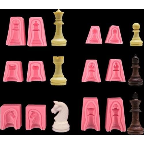 Chess Silicone Mould 3D Cake International Chess King Queen Knight Rook Pawn Bishop Mold Silicone Fondant Cake Chocolate Molds