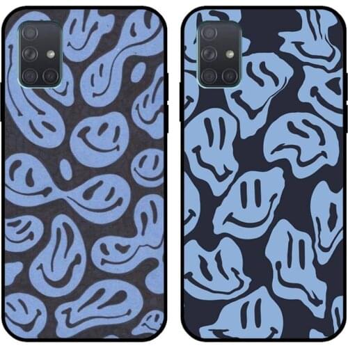 Blue Trippy Smiley Face Phone Case For Samsung Galaxy A21S A01 A11 A31 A81 A10 A20E A30 A40 A50 A70 A80 A71 A51
