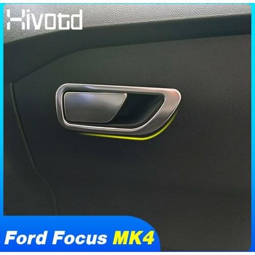 Car Styling Interior Copilot Glove Box Storage Case Handle Stainless Steel Frame For Ford Focus MK4 ST Line 2019 Accessories