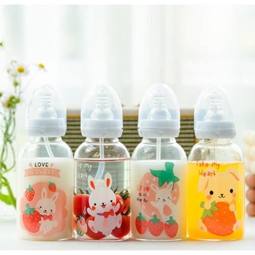 Food Grade Silicone Pacifier Glass Bottle Cute Bunny Bottle Pacifier Straw Cup Suitable for Adult Children Milk Glass Bottle