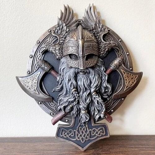 Garden Decoration Viking Berserker Double Axe Wall Decoration Plaque House Decoration Resin Decoration Home Decoration Crafts