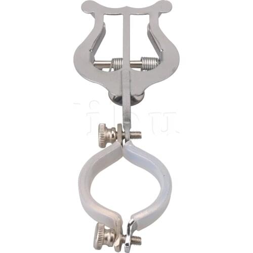 Yibuy Total Length 135mm Silver Sheet Music Clip Holder Clamp-On Holder Lyre Musical Instrument for Clarinet Tuba Part